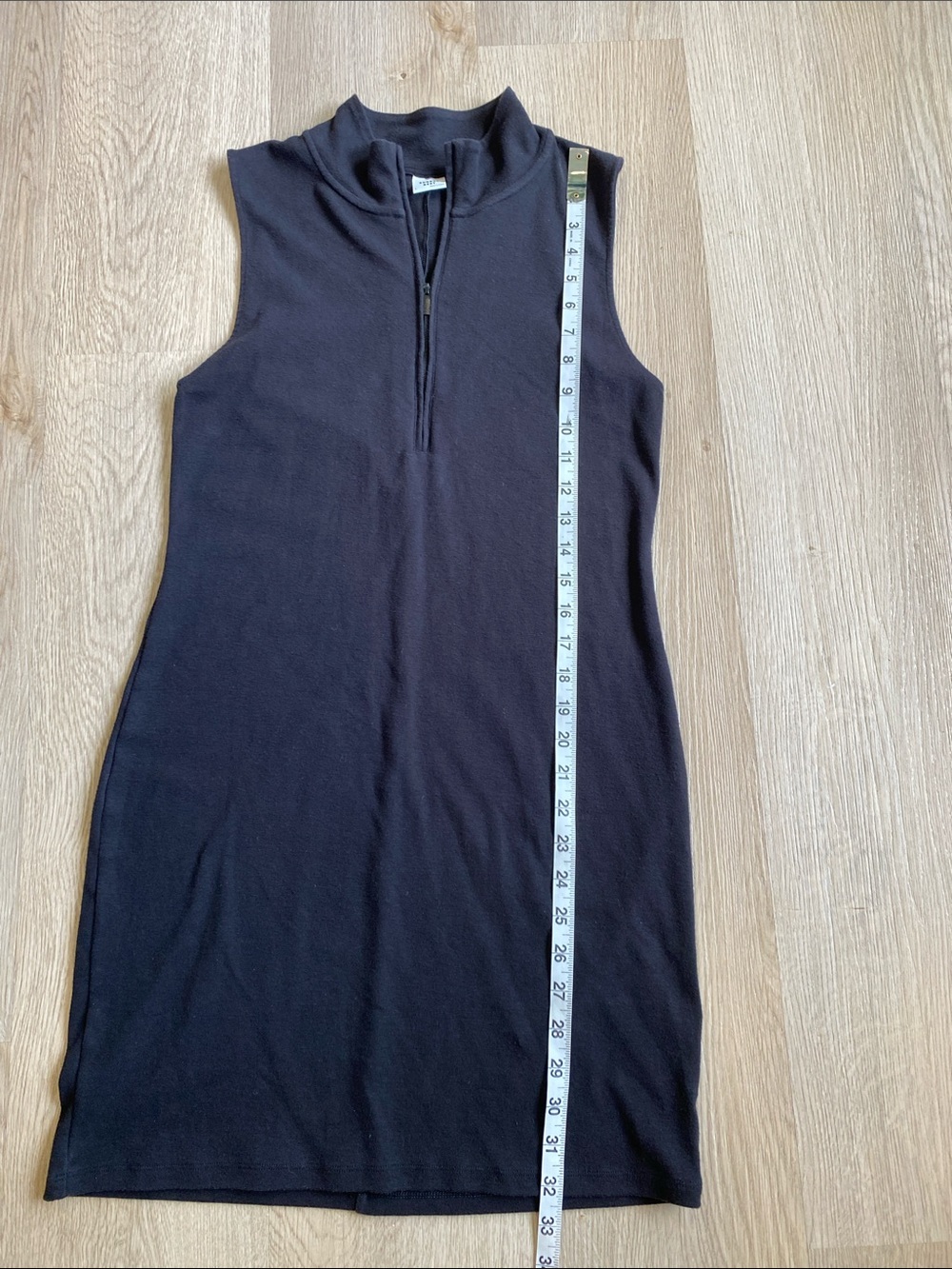 Sunday Best Aritzia Black Half Zip Mock Neck Mini Dress Size Large - Picture 9 of 9